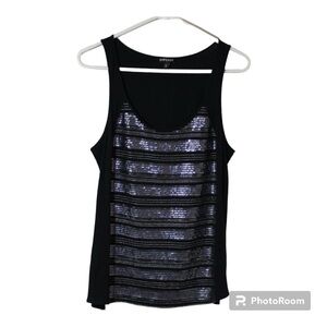 Express Women's Sleeveless Sequins Tank Camisole Black